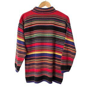 Vintage 90s Sweater Stripes Y2K Ugly Grandpa Maximalist L